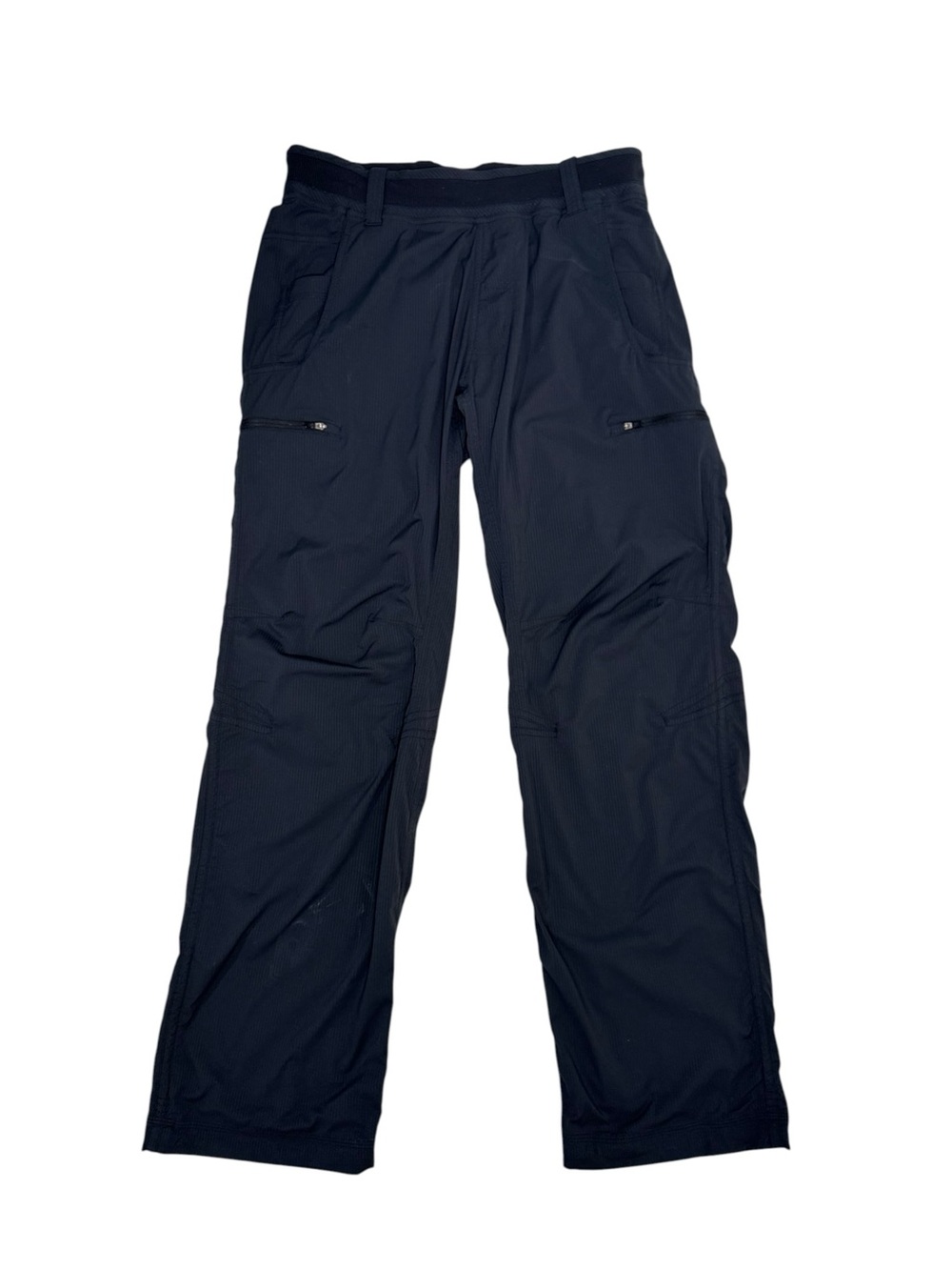 Lululemon Men’s Black Lined Track Pants Zip Pockets Tonal Stripe Size Large